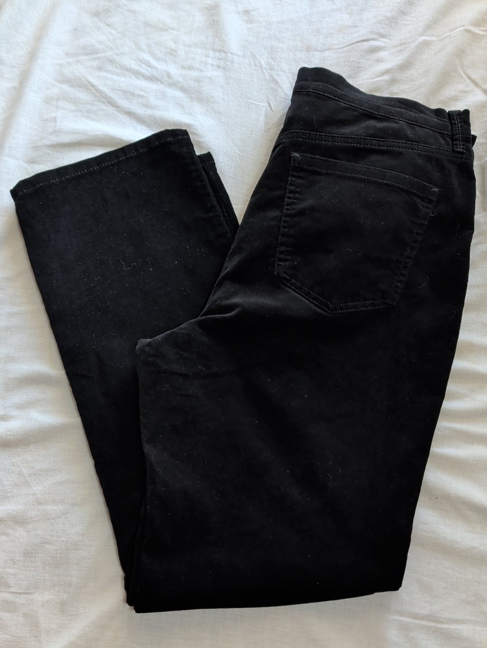 Women's Micro Corduroy Black Jeans - Classic Straight Fit Versatile Wear